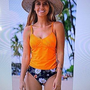 Women’s Beachsissy orange side drawstring tankini